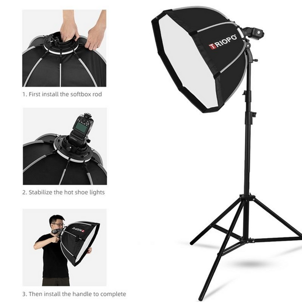 TRIOPO KS90 Octa Softbox for Portable Flash (90cm) with Handle