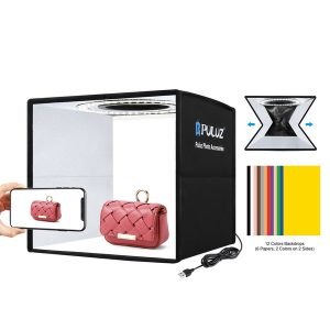 PULUZ 25cm LED Photo Softbox with 12 Colour Backdrops - Image 2