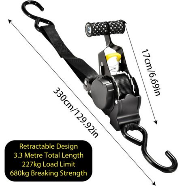 Xtangle Cargo Control Retractable Ratchet Tie Down - 3.3m - Tough & Durable