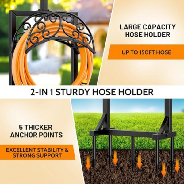Garden Hose Holder with Shepherd Hooks