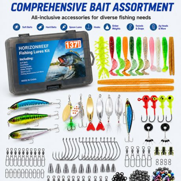 HORIZONREEF 137pc Fishing Lure Kit & Tackle Box