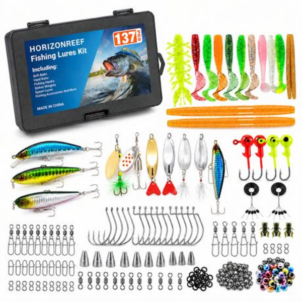 HORIZONREEF 137pc Fishing Lure Kit & Tackle Box