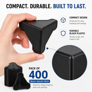 Packaging Box Corner Protectors 400 Pack - Black Plastic Guards - Image 2