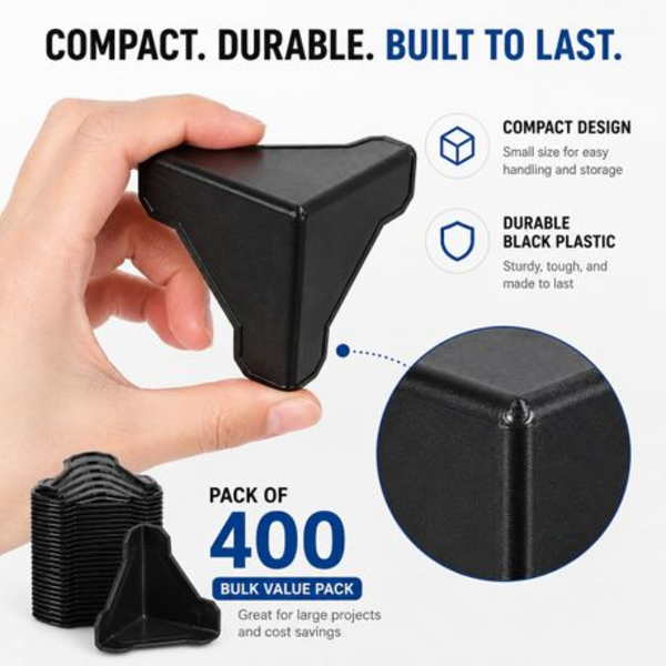 Packaging Box Corner Protectors 400 Pack - Black Plastic Guards