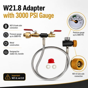 External CO2 Hose Adapter Kit TR21-4 to W21.8-14 - 1.5m - Image 5