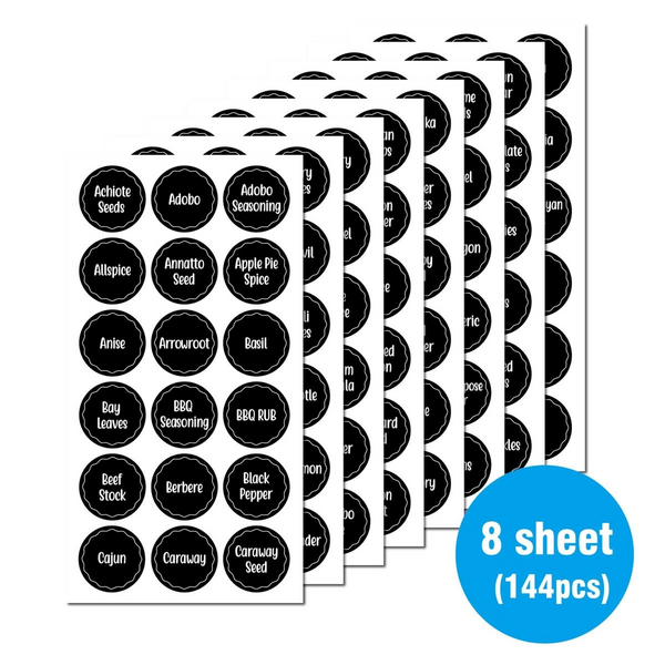 144 Piece Jar & Spice Adhesive Labels