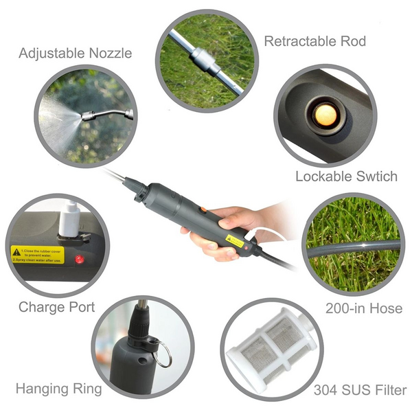 Rechargeable Electric Spray Wand with Telescopic Lance (USB-C) - 5 m Hose