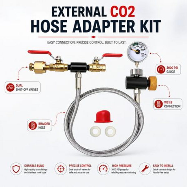 External CO2 Hose Adapter Kit TR21-4 to W21.8-14 - 1.5m