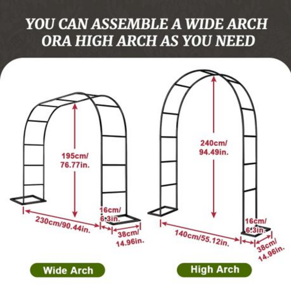 Metal Garden Arch Trellis - Balloon Arches & Plant Support 1.4x2.3m