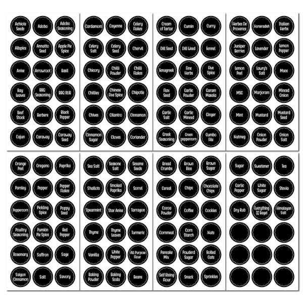 144 Piece Jar & Spice Adhesive Labels