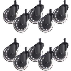2 Sets - Office Chair Castor Wheels with Integrated Metal Bearing Cover