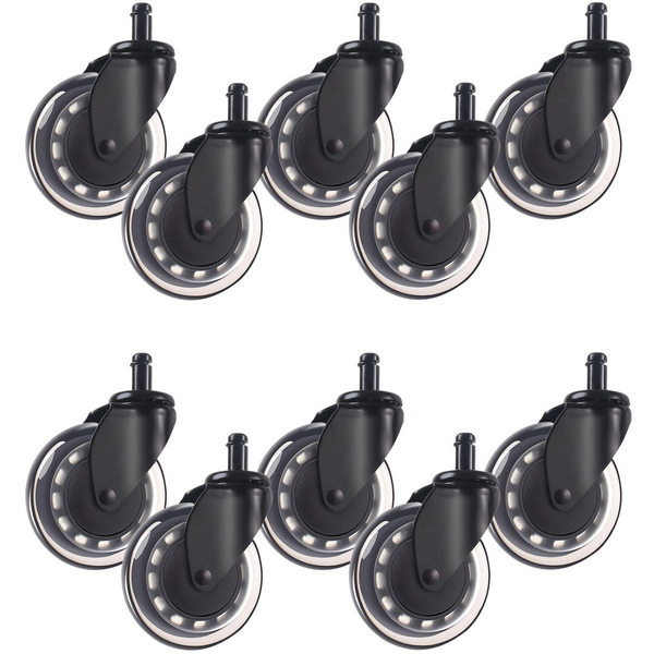 2 Sets - Office Chair Castor Wheels with Integrated Metal Bearing Cover