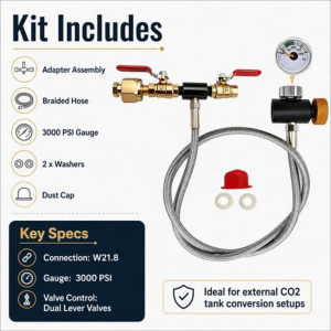 External CO2 Hose Adapter Kit TR21-4 to W21.8-14 - 1.5m - Image 4