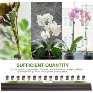 30 Plastic Coated Orchid Stakes 70cm and 50 Clips - Image 2