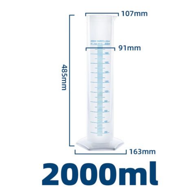 1000ml & 2000ml Graduated Measuring Cylinder Set-Dual Markings, Durable PP