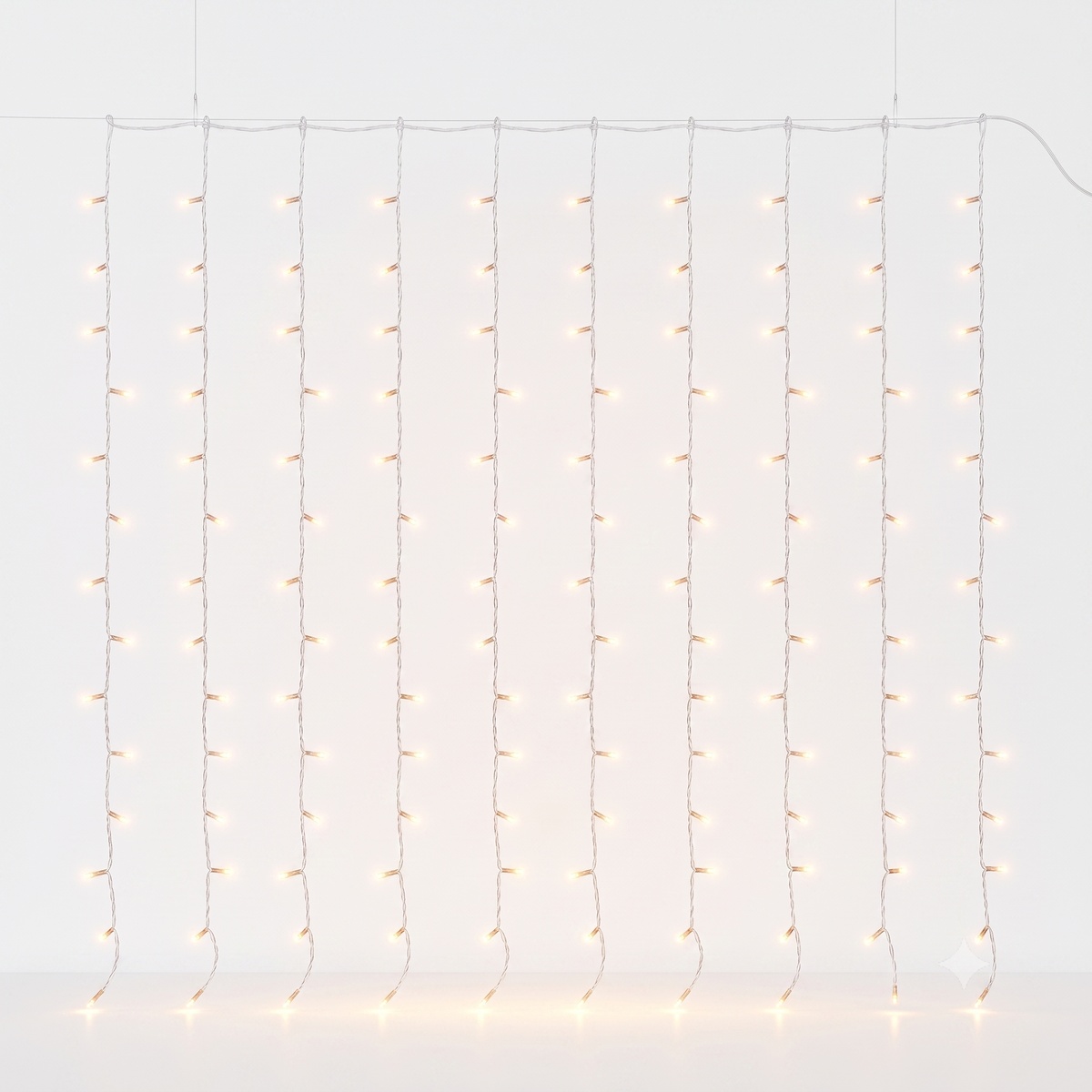 3m x 2m LED Curtain Fairy Lights with USB Power - 200 Warm White LEDs - Image 1