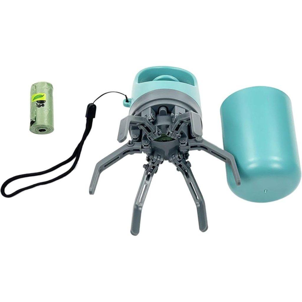 Portable Dog Poop Scooper Grabber with Bag Dispenser & Cover