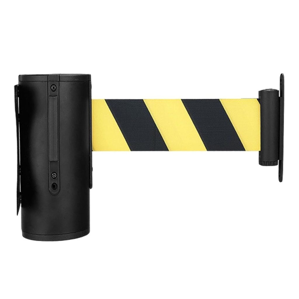 Retractable 3m Safety Barrier Tape - Black & Yellow Crowd Control Belt
