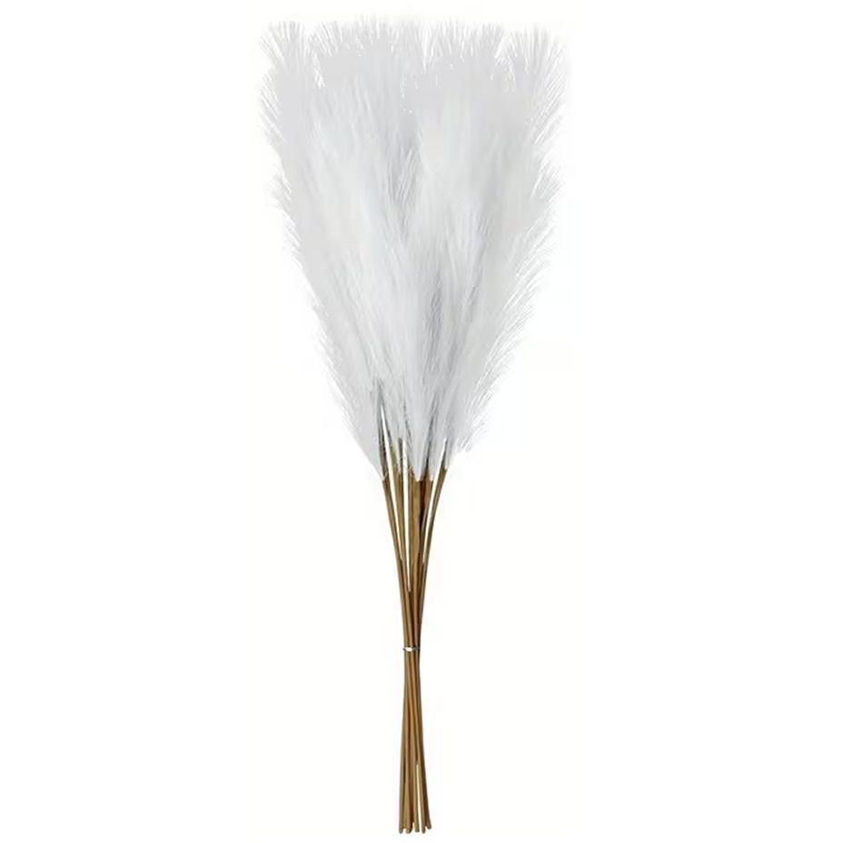 Faux Pampas Grass - 14 Piece Set - White - 52cm Each
