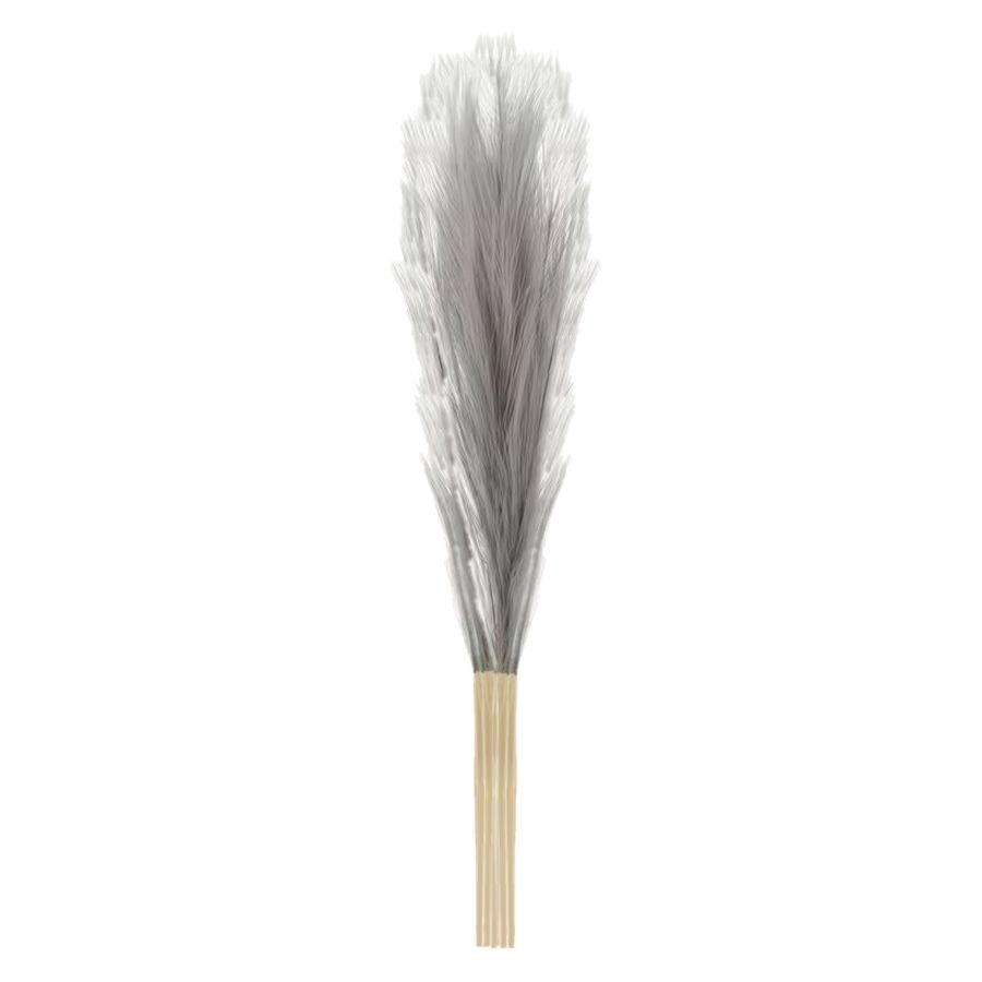 Faux Pampas Grass - 10 Piece Set - Grey - 55cm Each