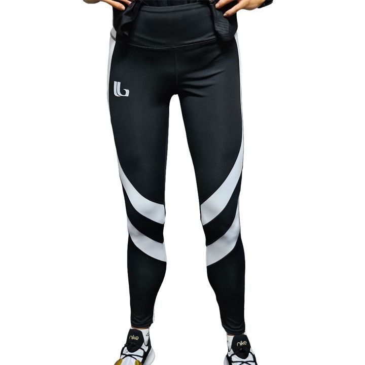LOBRO Black and White Gym Tights Small - Image 1