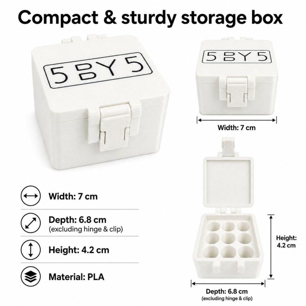 5BY5 Peptide Travel Container Compatible With Standard 3ml Vials - 9 Slot