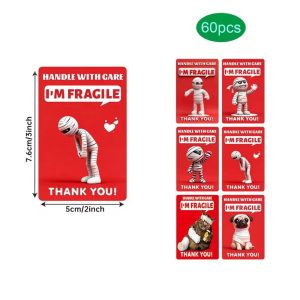 60x Fragile Handle With Care Stickers - Cute Warning Labels for Packaging - Image 2