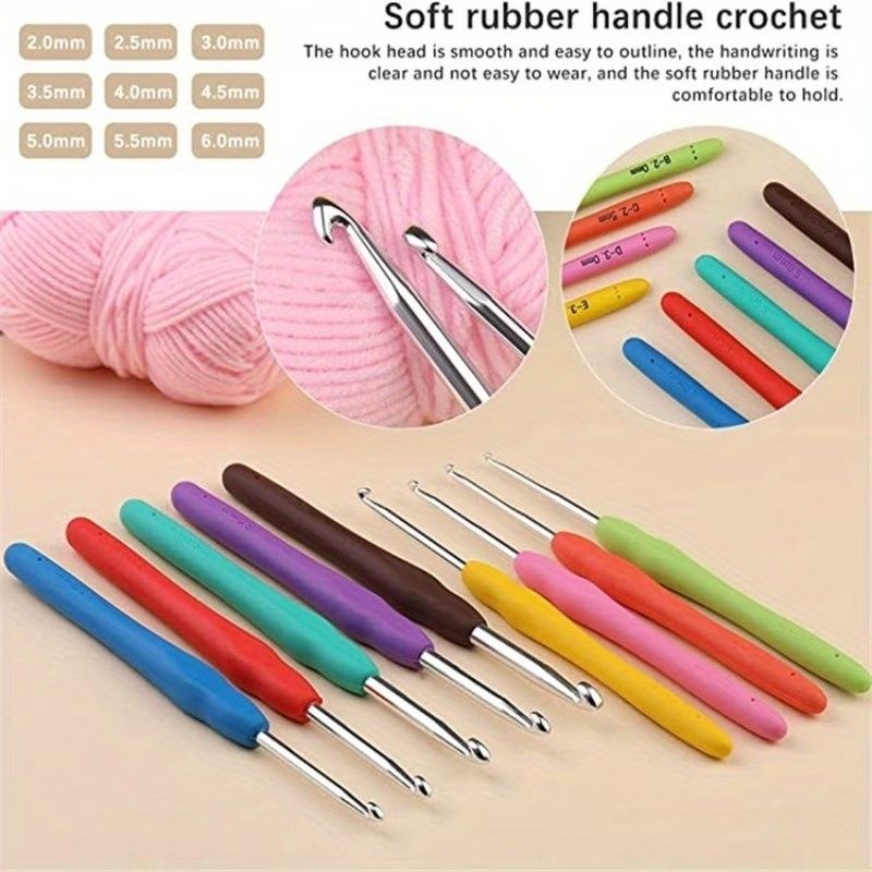 Complete Crochet Starter Kit with Case, Yarn Skeins & Ergonomic Hooks - Image 2