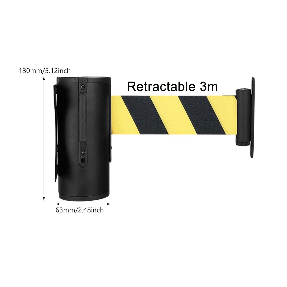 Retractable 3m Safety Barrier Tape - Black & Yellow Crowd Control Belt - Image 2
