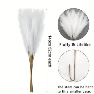 Faux Pampas Grass - 14 Piece Set - White - 52cm Each - Image 5