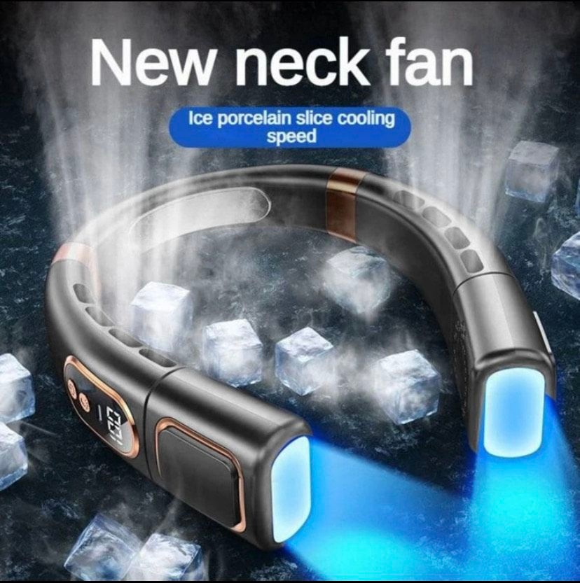 8000mAh 5-Speed Portable Neck Fan - Black - Image 5