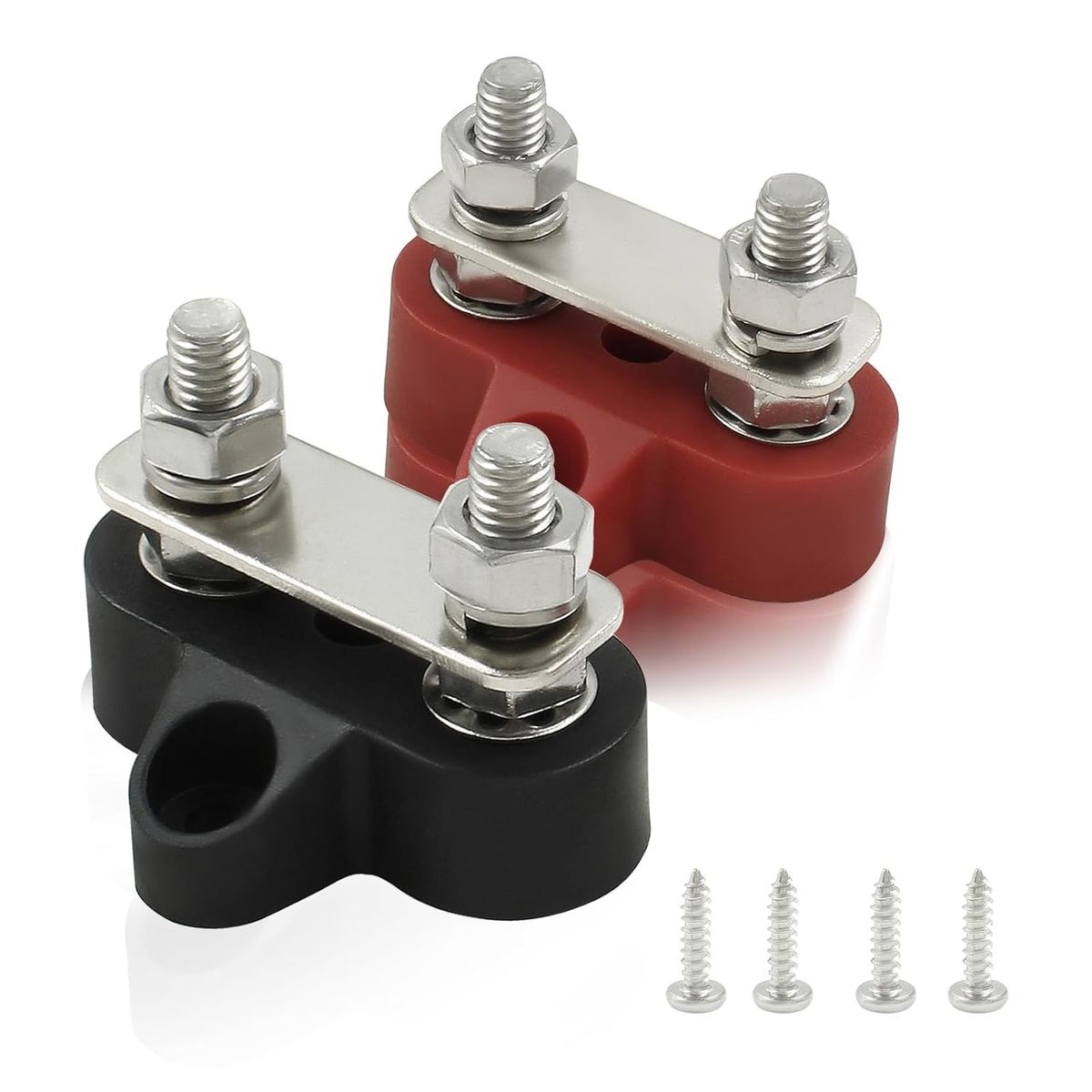 Dual Terminal Battery Stud Set - Red & Black (12V-48V, 80A) - Image 5