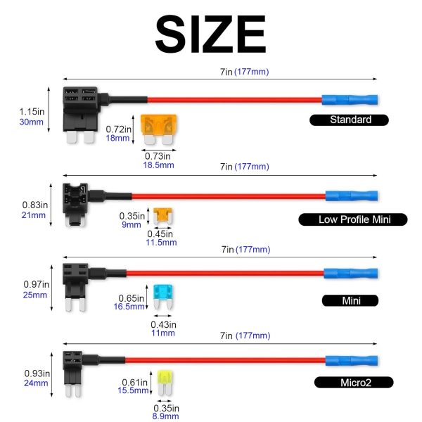 Automotive Fuse Tap Adapter Set (4-Pack)