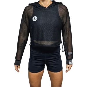 LOBRO Mesh Hoodie - Black Small - Image 4