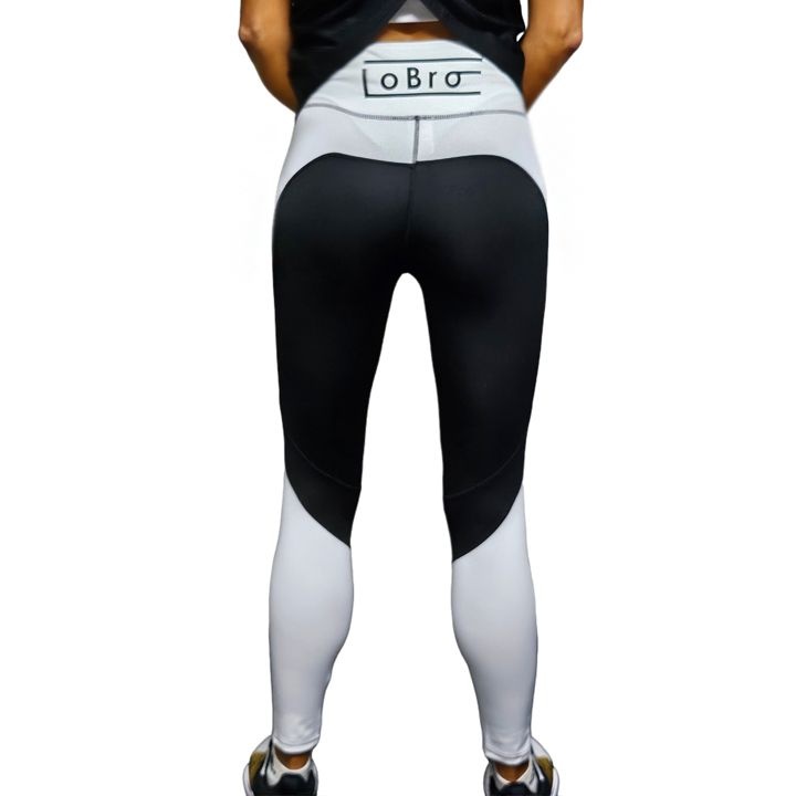 LOBRO Black and White Gym Tights Small - Image 2