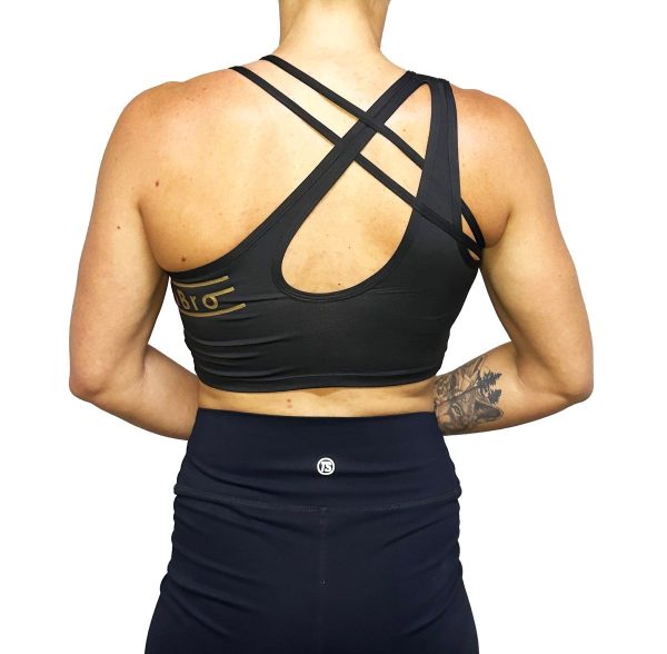LOBRO - Sports Bra - Black and Gold
