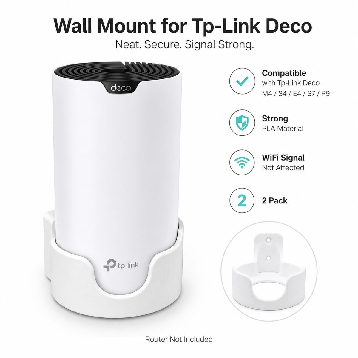 2 Pack Wall Mount Brackets Compatible With TP-Link Deco M4/S4/E4/S7/P9 - Image 2