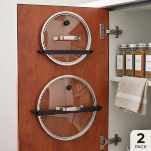 2-Pack Pot Lid Holder Set - Cabinet Door & Wall Organizer Mount - Image 2