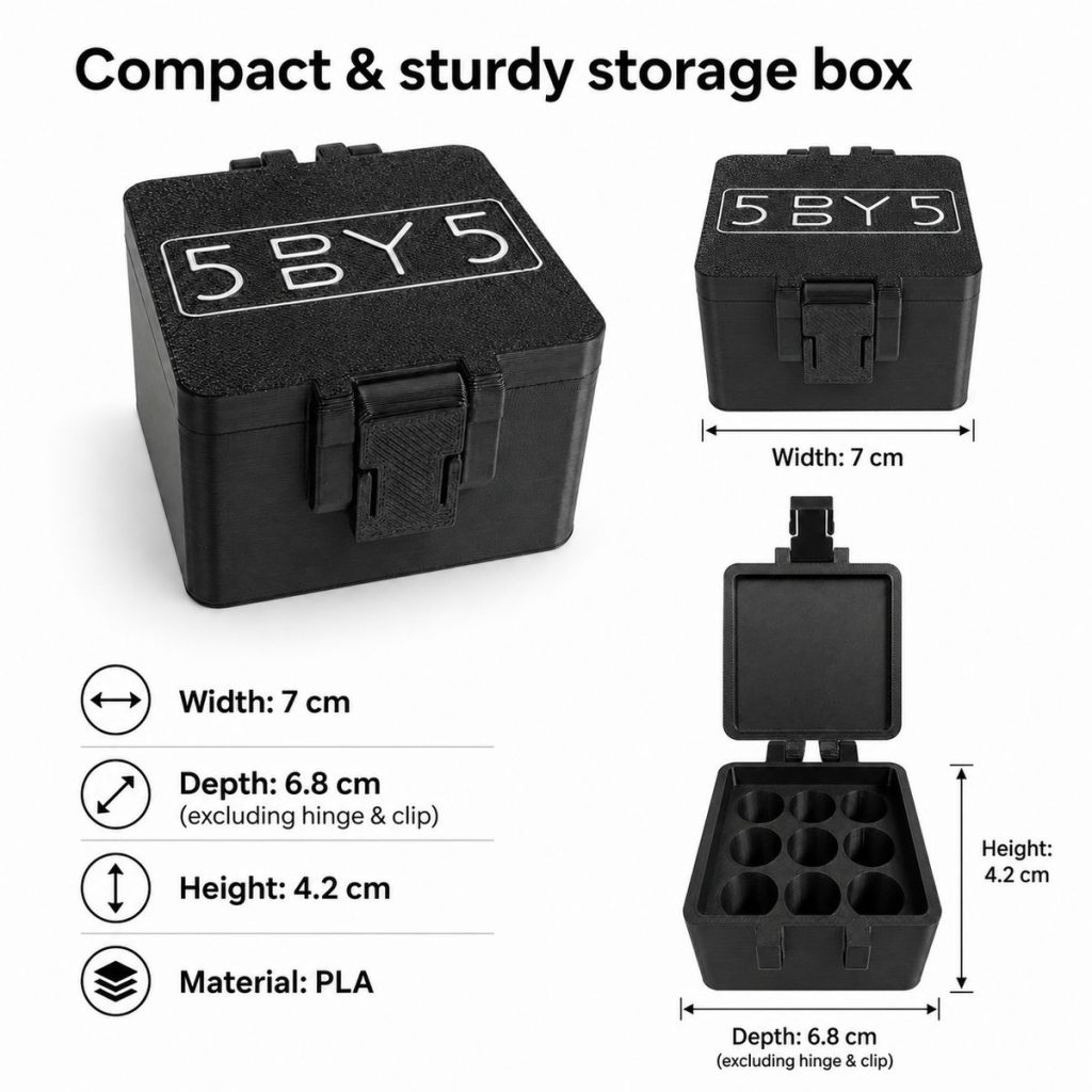 5BY5 Peptide Travel Container Compatible With Standard 3ml Vials - 9 Slot
