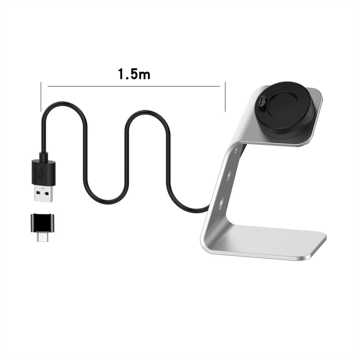 Aluminium Charging Dock Compatible With Garmin Watches-USB + USB-C Adapter - Image 2