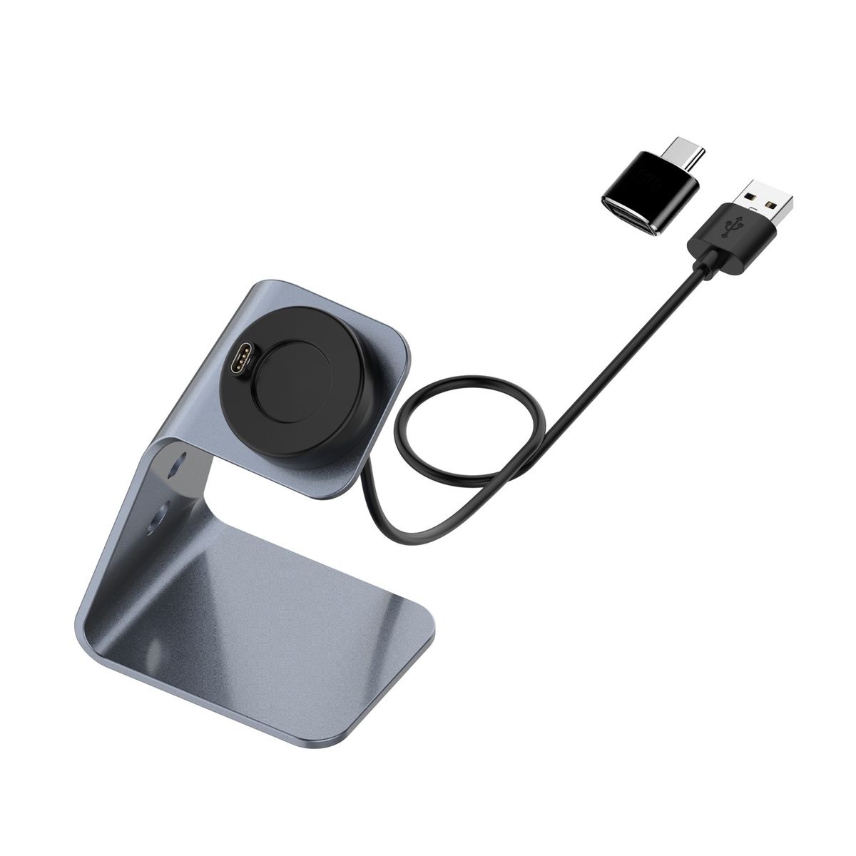 Aluminium Charging Dock Compatible With Garmin Watches-USB + USB-C Adapter - Image 3
