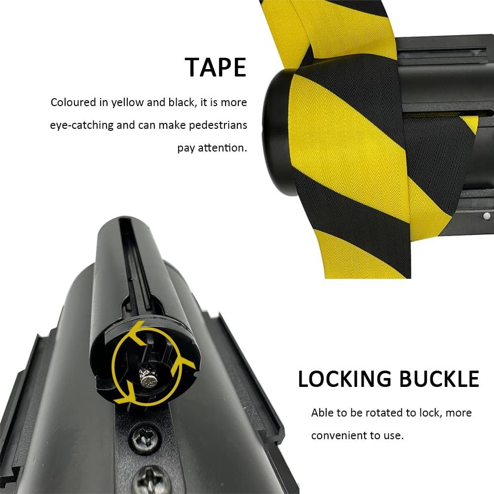 Retractable 3m Safety Barrier Tape - Black & Yellow Crowd Control Belt