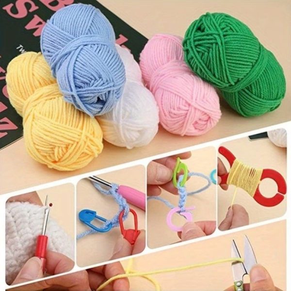 Complete Crochet Starter Kit with Case, Yarn Skeins & Ergonomic Hooks