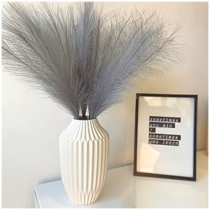 Faux Pampas Grass - 10 Piece Set - Grey - 55cm Each - Image 2