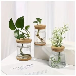 ABS Vase Set - Plastic Hydroponic Planters with Lids - 3 Piece Set - Image 2
