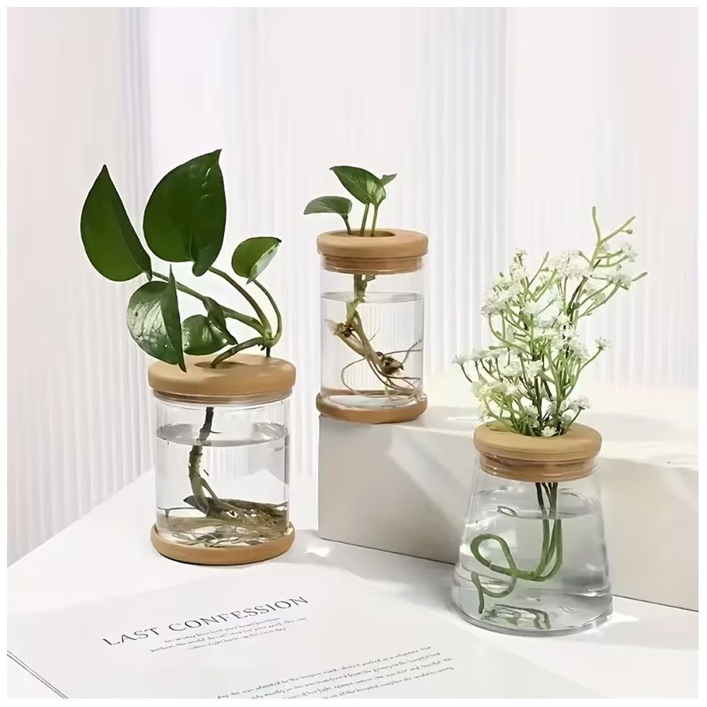 ABS Vase Set - Plastic Hydroponic Planters with Lids - 3 Piece Set