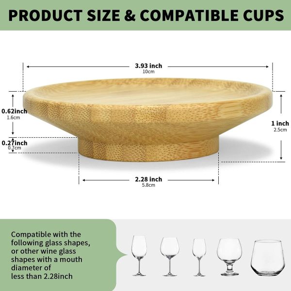 4Piece Wine Glass Charcuterie Topper Bamboo Wine Glass Board Tray for Snack
