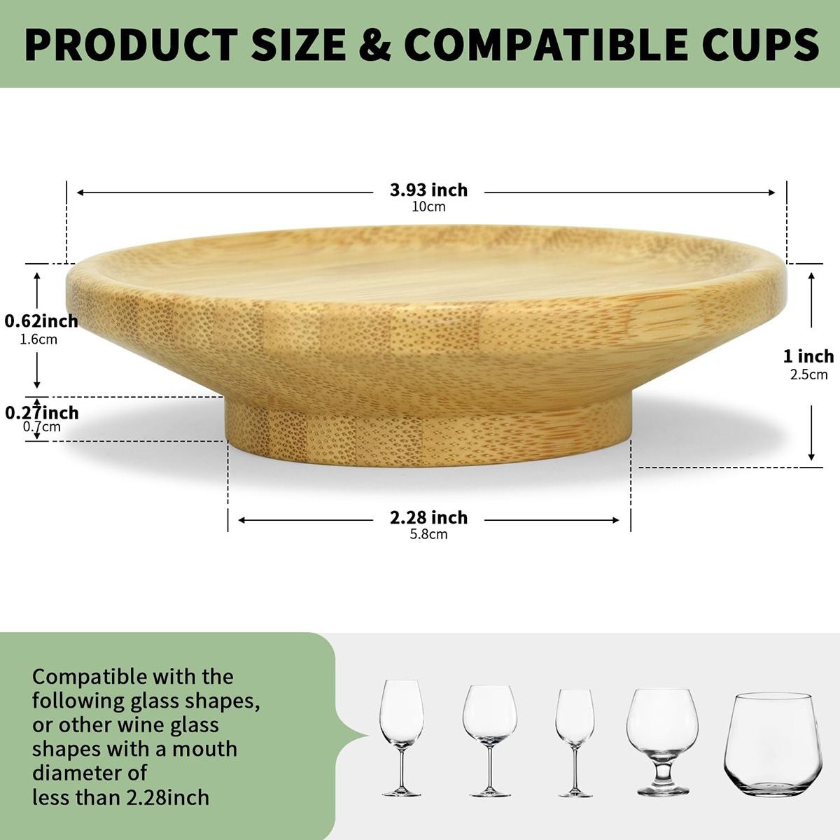 4Piece Wine Glass Charcuterie Topper Bamboo Wine Glass Board Tray for Snack - Image 2