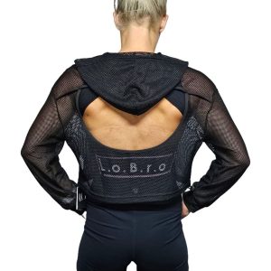 LOBRO Mesh Hoodie - Black Small - Image 2