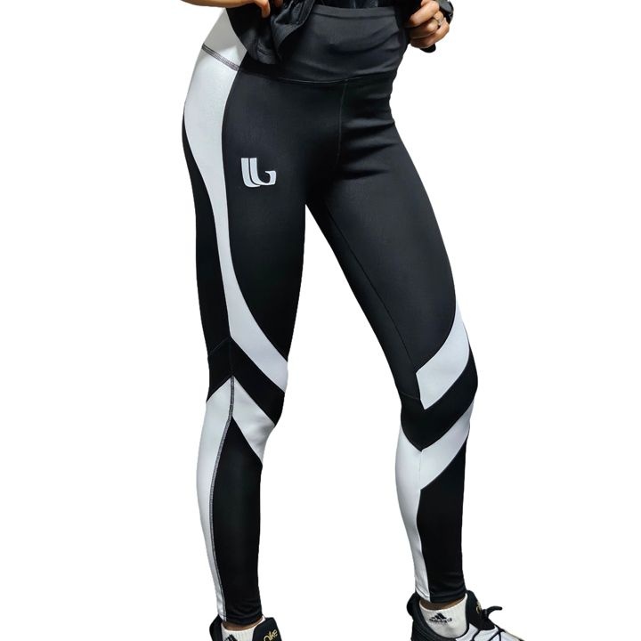 LOBRO Black and White Gym Tights Small - Image 3